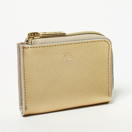 『moz Cowhide Compact Wallet BOOK champagne gold』